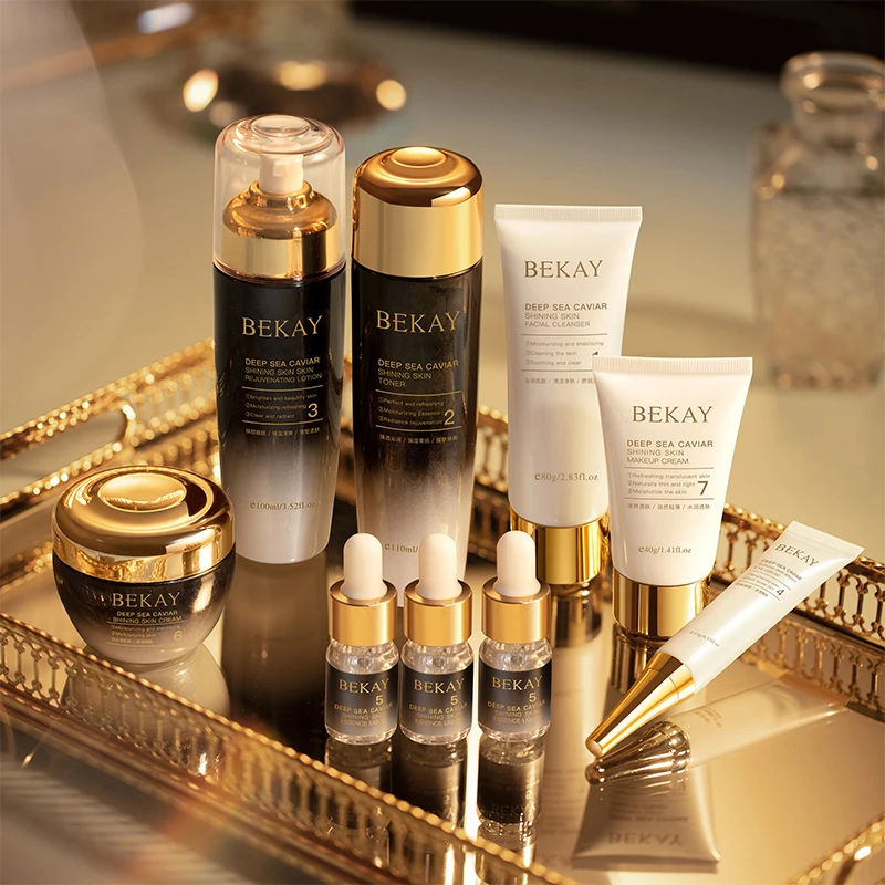 Skincare Face Care Supplier Complete Skincare Routine Toner Essence Cream Luxury Caviar 9-Piece Facial Care Set