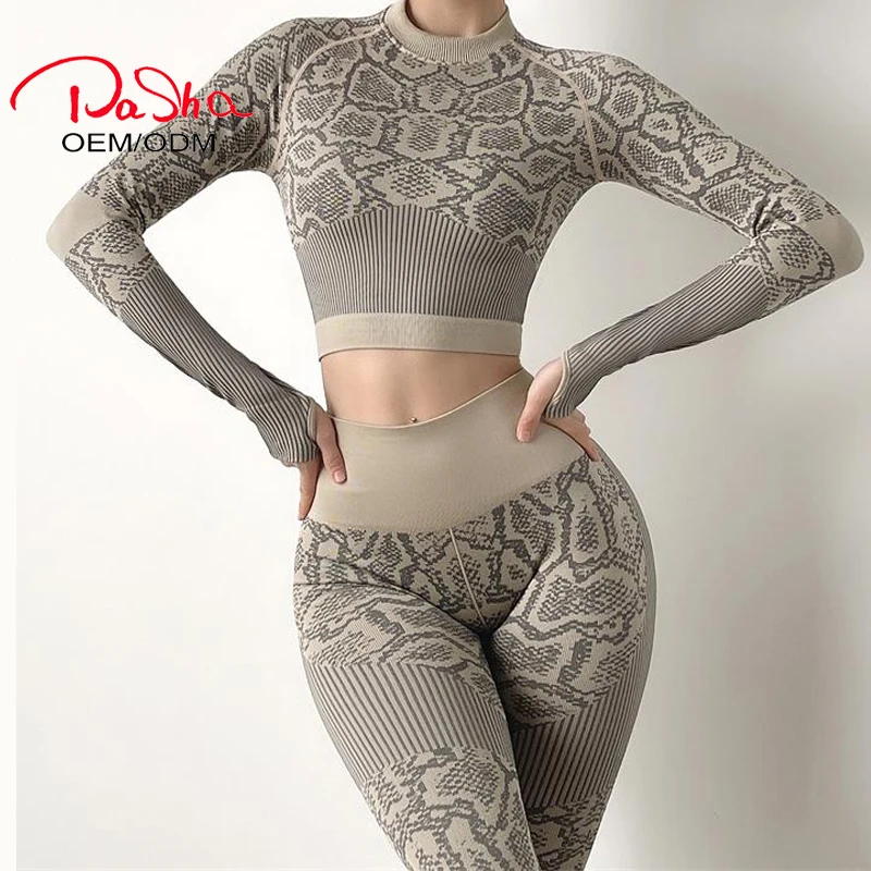 Pashasunshine 2021 fitness yoga wear new women active wear knit seamless fitness sports gym yoga set women suit