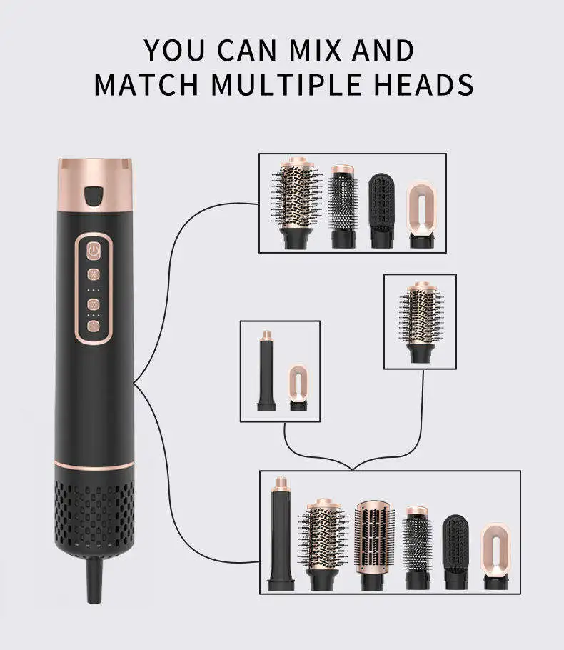 Zexi High Speed Hot Air Auto Curler Blow Dryer Comb Ionic Brushless 5 in 1 Hair Dryer Styler Curler sample 3 in 1 blow dry brush