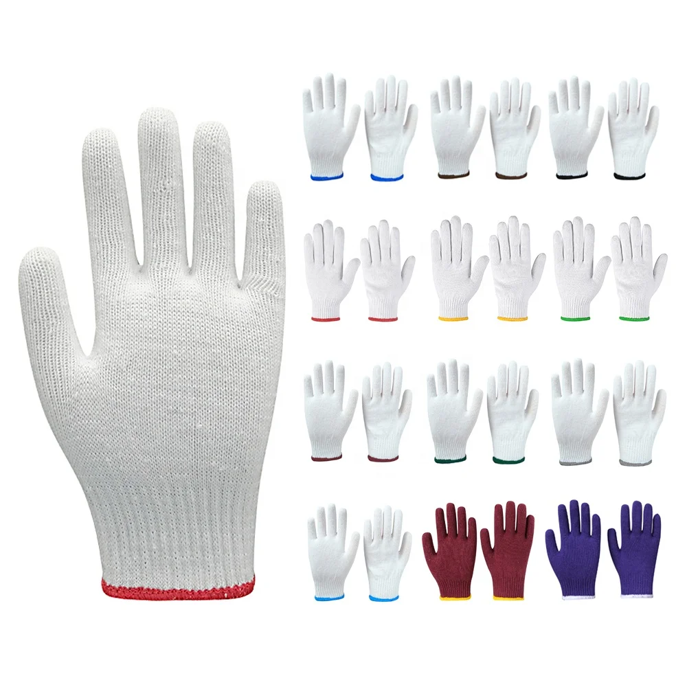 China Wholesale White Cotton Knitted Glove Personal Safety Construction Hand Cotton Gloves for Working