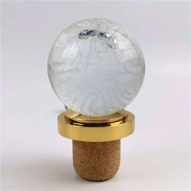 Creative spherical crystal glass stopper, polymer cork sealed packaging red wine bottle cap