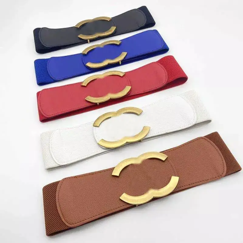 Ladies Luxury pearl buckles brand designer Stretch Waist Women Elastic Belt