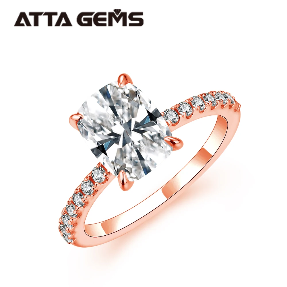 Fine Jewelry Ring 9*7mm Cushion Cut D Color VVS Moissanite Elegant Design Luxury Engagement Wedding Ring Gift For Women