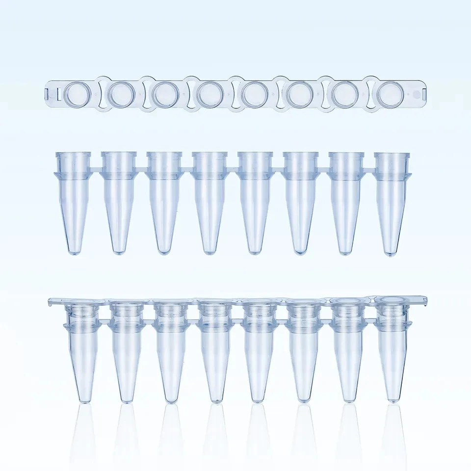 Laboratory Disposable 0.1ml 0.2ml PP 8 Strip PCR Tube Micro Centrifuge Tubes with Cap