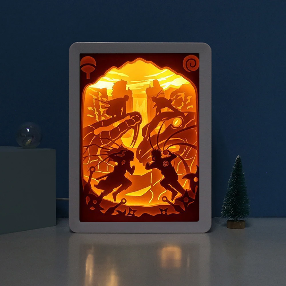 Comics Narutos Figure Custom Picture Frame Photo Light Box LED Night Light 3D Lamp For Boys Room Decor