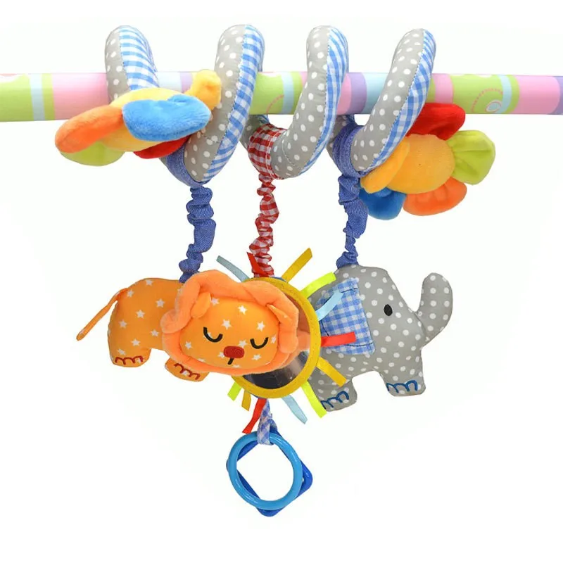 K2263 Newborn Baby Bed Rattle Toys Hanging Cloth Spiral Toy for Baby Stroller Accessories Hook Clip On Pram with Music