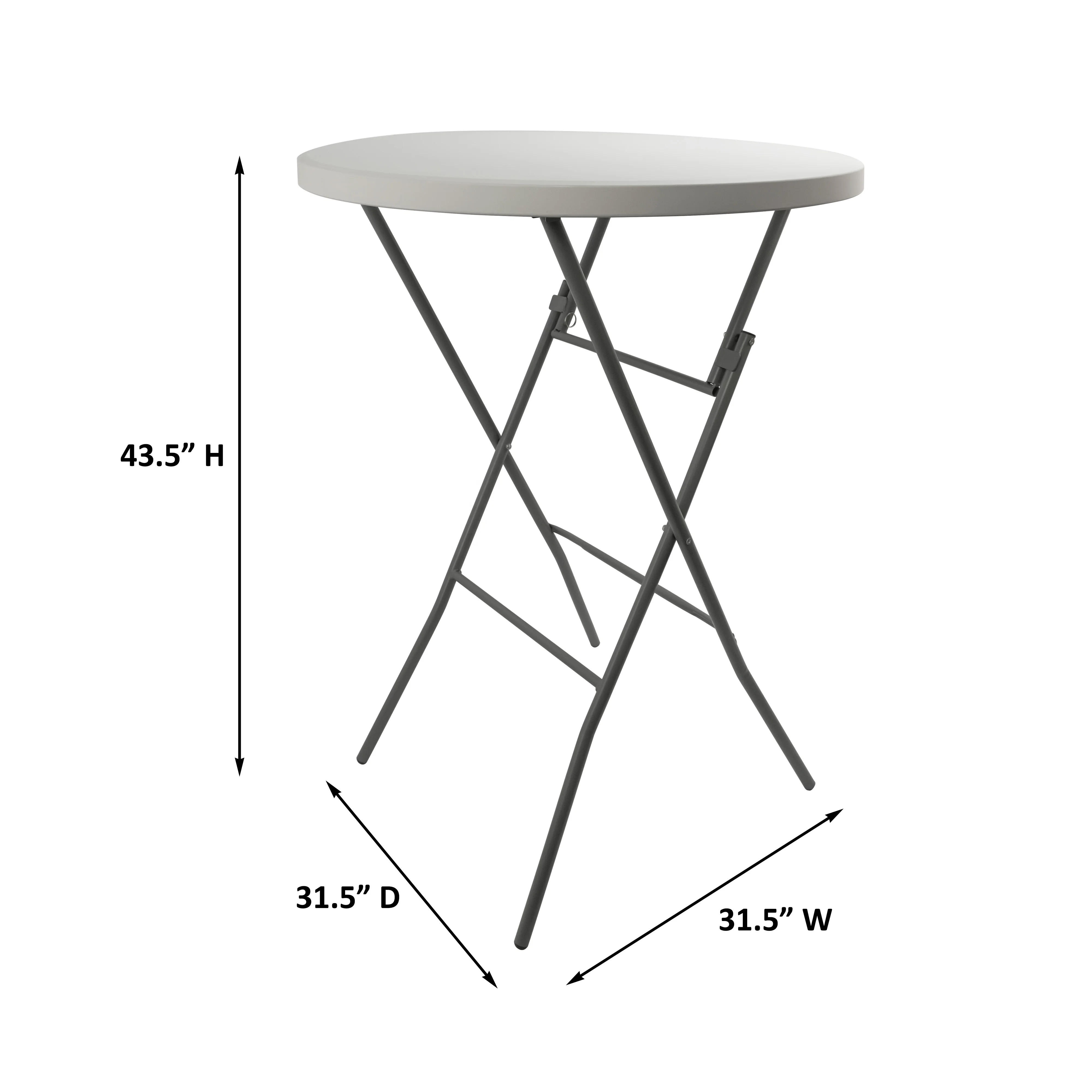 Wholesale HDPE Dia 32inch 80cm Black White Outdoor Party Plastic Bar Height Folding Cocktail Tables For Events