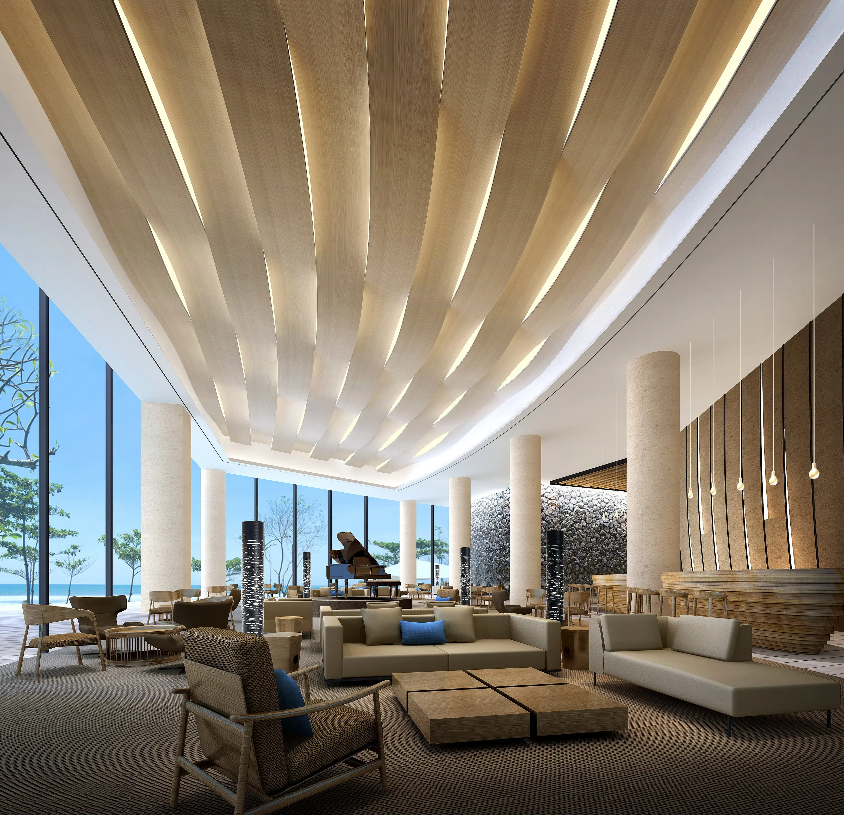 Commercial guangdong customized solid wood 5-star hotel other hotels furniture lobby sets hotel furniture