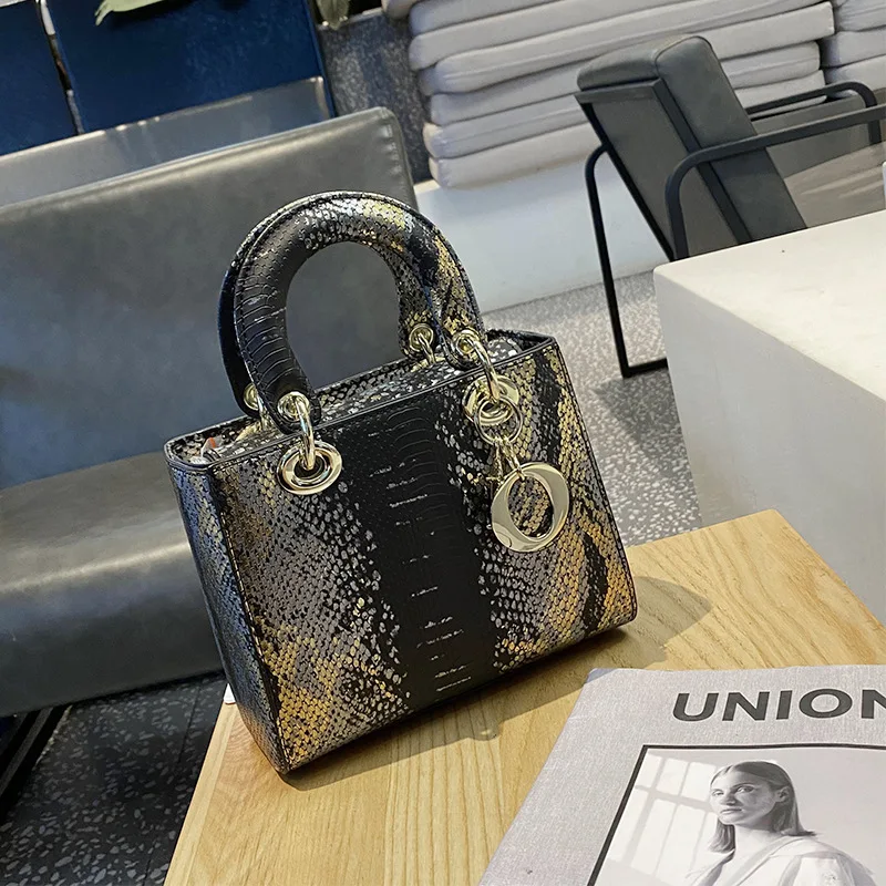 Hot Fashion PU Leather Serpentine Ladies Handbags Brand Design Luxury Single Shoulder Women Bags Hobo Tote Bag