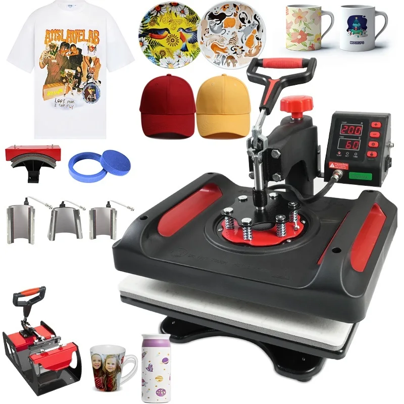 Freesub Multifunctional mug tshirt sublimation printing machine 11 in 1 heat press machines for pen hat/caps plate P8001-11