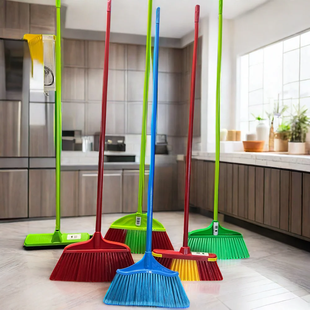 Escobas Household Cleaning Set Wooden Broom Stick with Fiber Broom Head and Dustpan for Home Use