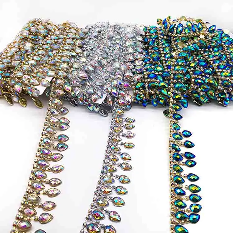 Supplies rhinestone trimmings sewing accessories rhinestone chain trim by the yard for the dress accessories