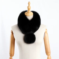 Женский зимний теплый шарф из натурального Лисьего меха шарфы из натурального меха кролика рекс шейный теплый шарф снуд кольцо шарф для девушек милые шарфы