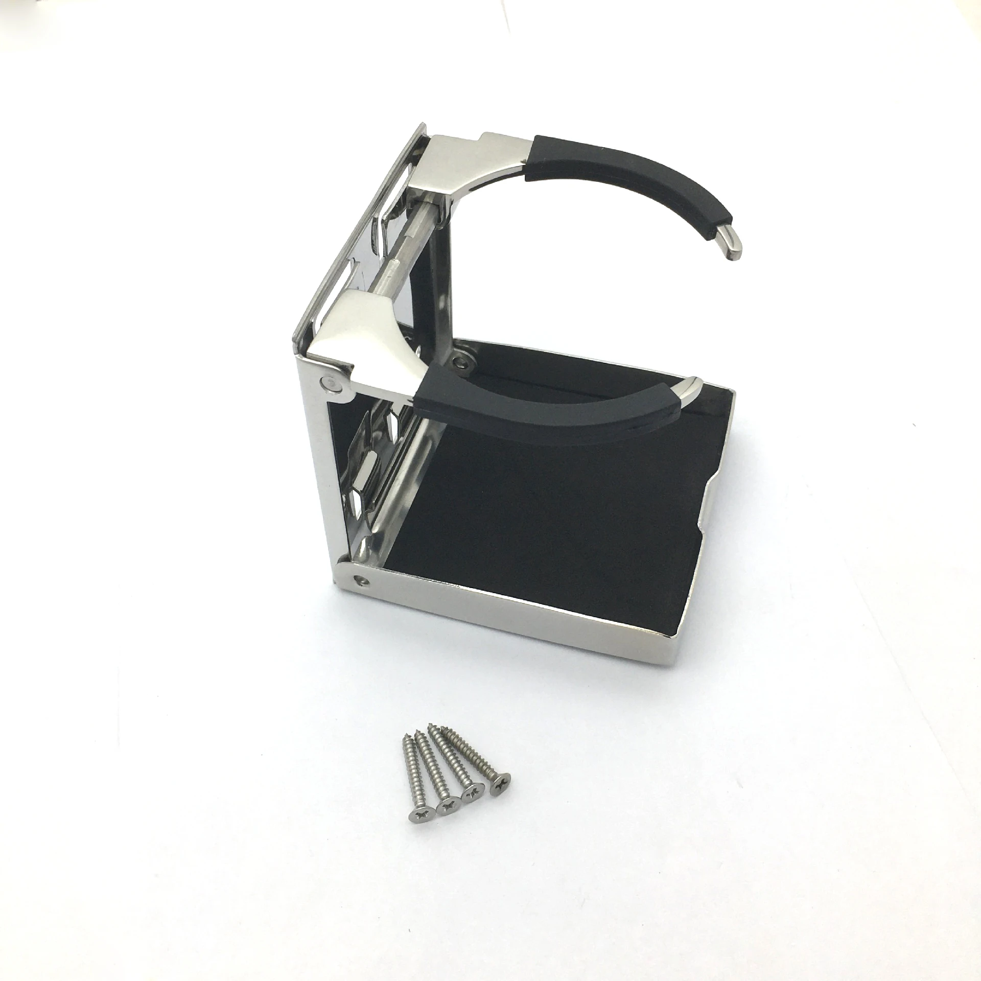 Stainless Steel Fold Cup Holder Adjustable Organizer Stowing Tidying Black Plastic Drink Holder For Car Boat Yacht Accessory