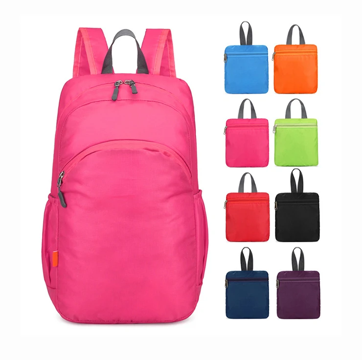 factory pink large sport outdoor tourist nylon folding backpack bag waterproof nature hiking backpack travel bagpack for men
