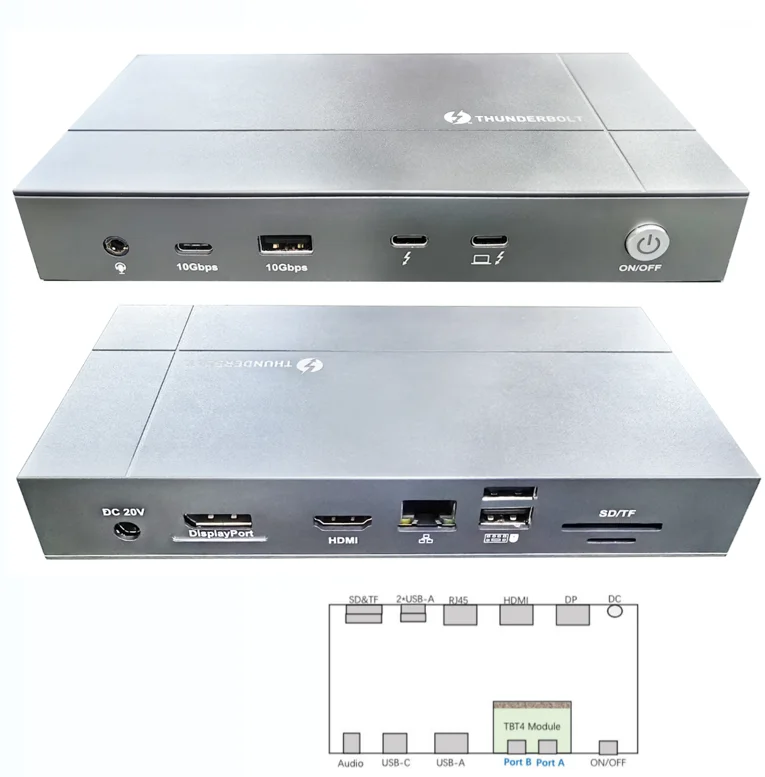 Rocketek Thunderbolt 4 док-станция 8k30Hz DP SD TF3.0 считыватель карт USB 40 Гбит/с супер скорость C концентратор