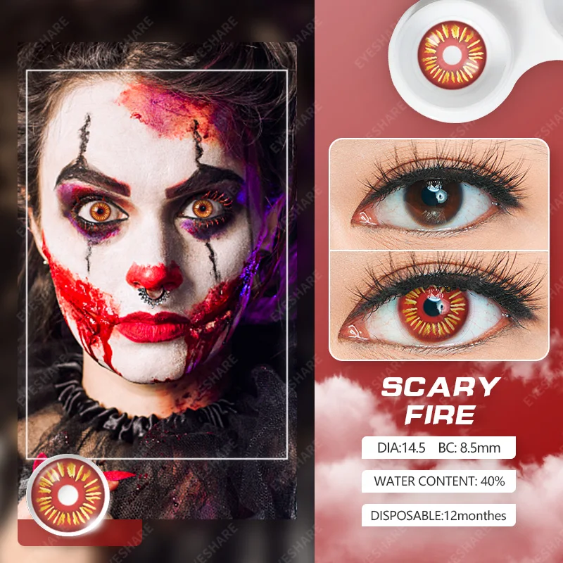 EYESHARE Chinese Characters Crazy Eye Color Lens Wholesale Halloween Cosplay Cosmetic Contact Lenses Colored Lenses for Eyes