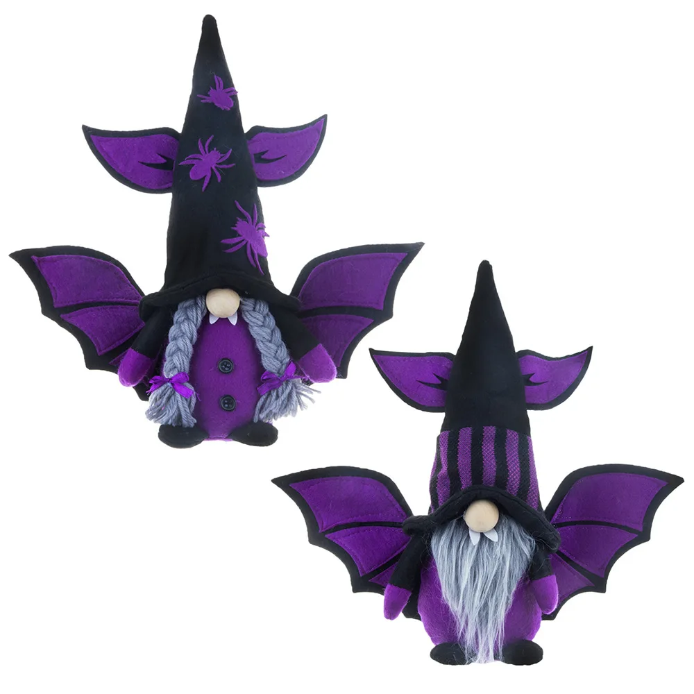 Halloween Plush Doll Purple Gnome With Bat Wings Figure Elf Toy Doll Halloween Party Decorations Ornaments