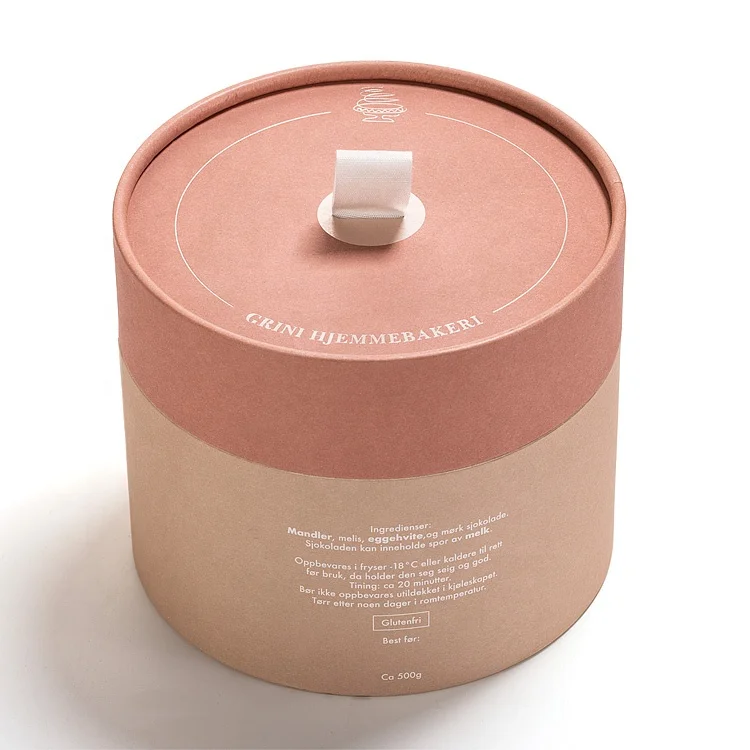 Luxury pink skincare cosmetic round packaging box kraft paper tube for face cream jar perfume scent candle