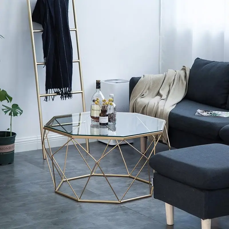 Nordic living room Tianyi light luxury personality fashion creative small house simple modern art large round glass coffee table