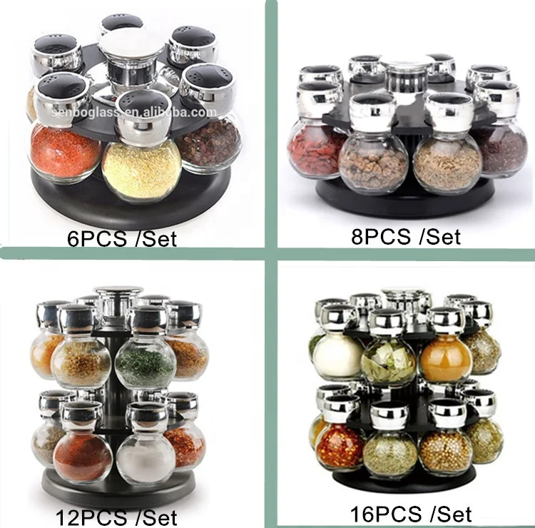 Многофункциональная вращающаяся стеклянная банка для перца и специй 12 шт. стойка органайзер хранения