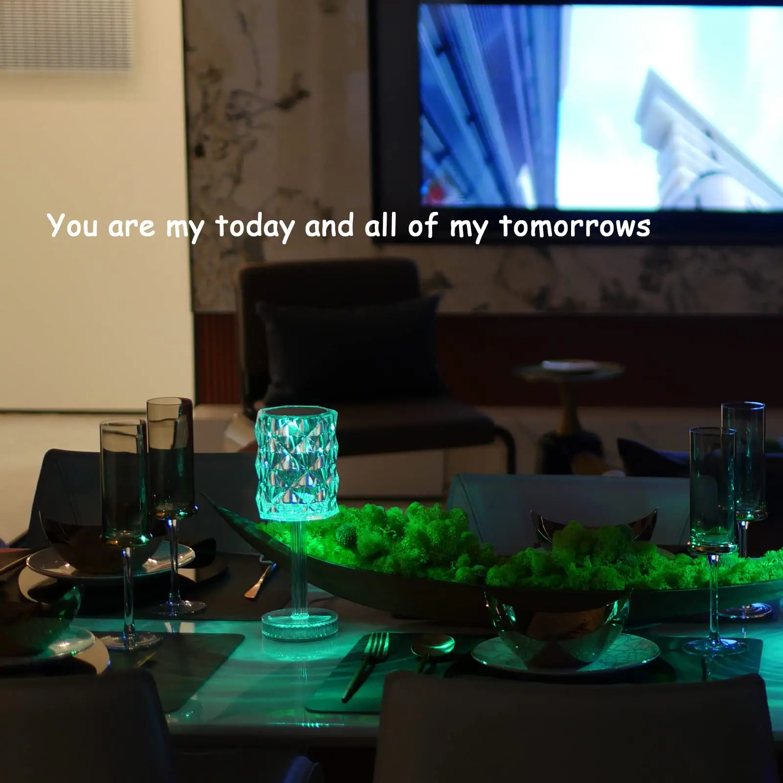 Living Room Housewarming Gift Romantic LED Rose Diam Touch Lamps Crystal Table Lamp RGB Color Changing Night Light