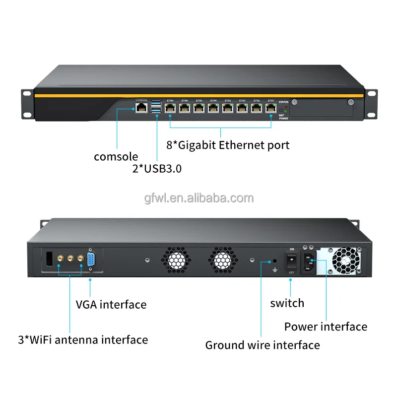 Guanfeng H170 Firewall PC | I7 9700 16GB DDR4 256GB SSD 1 PCIE x 8 1 Mini-PCIE 8 Lan | Server 1U Firewall pfSense PC