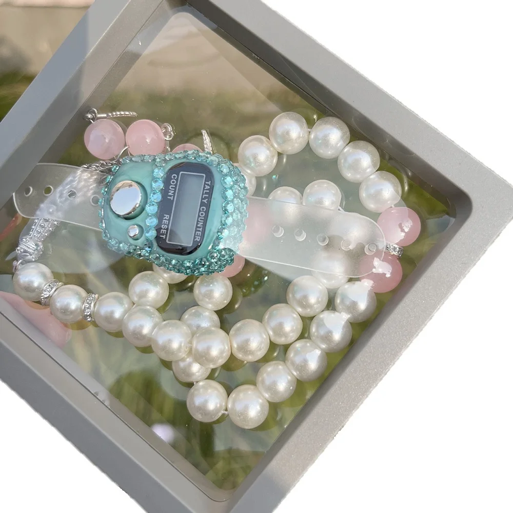 wholesale Handmade Glass 99 Beads Tesbih Digital Finger Tally Counter with Box Prayer Beads Rosary Tasbih Muslim for Wedding Be