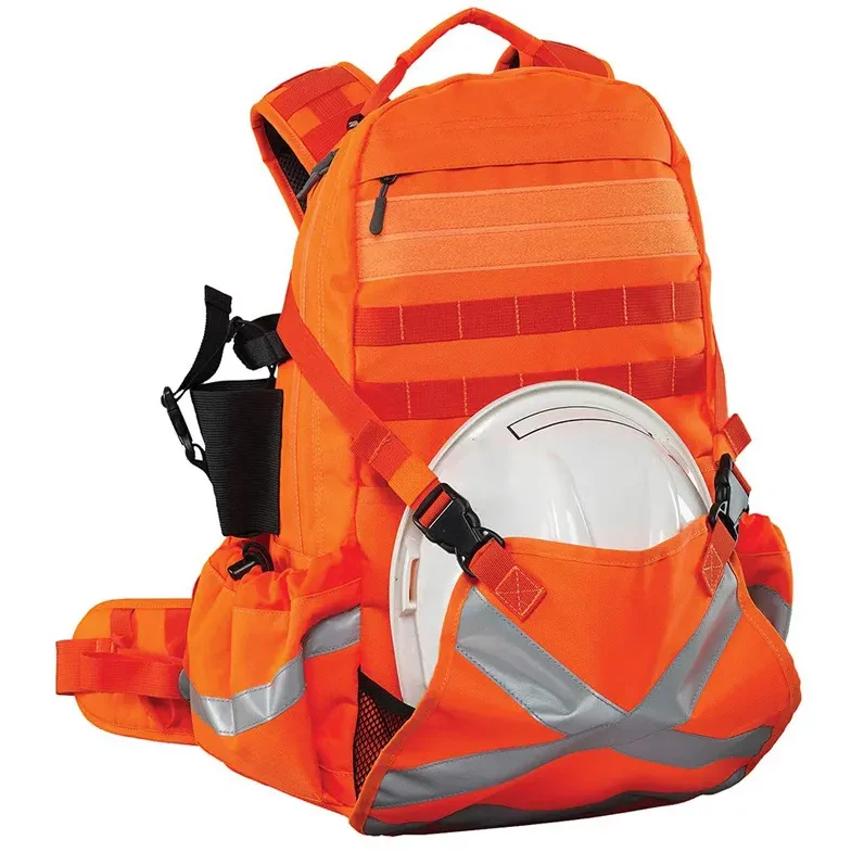Customized High Visibility Reflective Safety Workwear Hi vis Rucksack Backpack with Helmet Bag