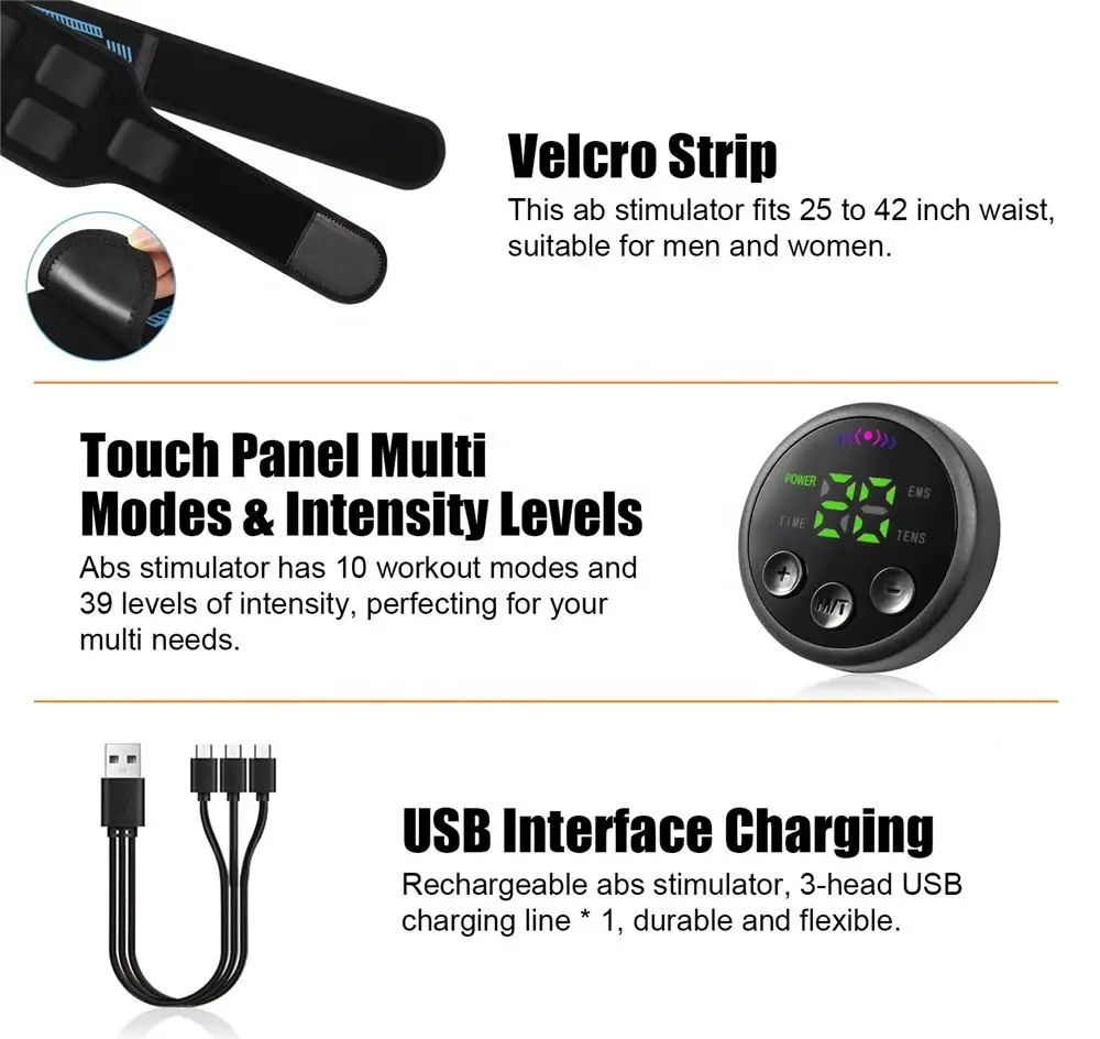 Exercise And Therapy Device Electronic Digital EMS TENS Units Belt And Arm Stimulator Massage Pads