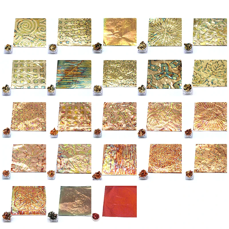 High Quality 50 sheets/booklet 14X14cm variegated leaf colorful gilding coral color foil