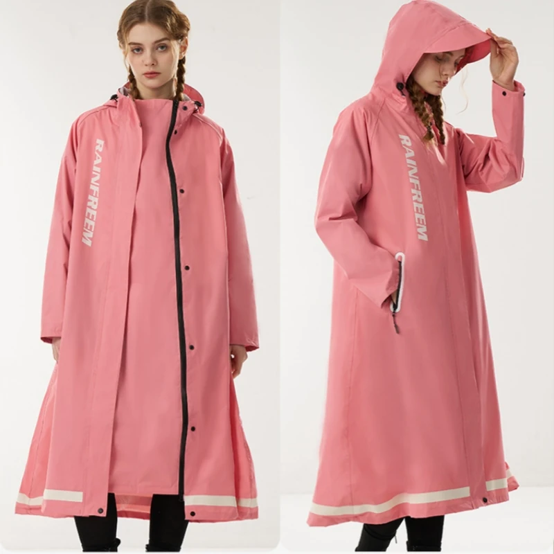 Rainfreem New Arrival Outdoor Wear Raincoats Unisex Long Trench Fashion Raincoat Adult Reflective Rain Coat