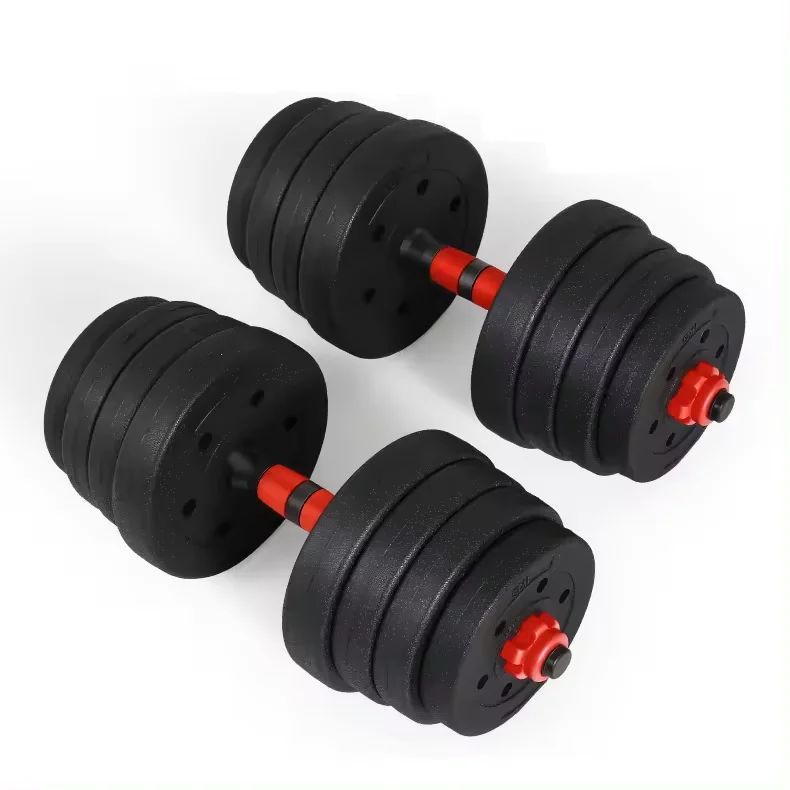 Gym Training Dumbbell Set Bodybuilding 6 In 1 Rubber-covered Barbell Kettlebell Multifunctional Adjustable Dumbbell Set