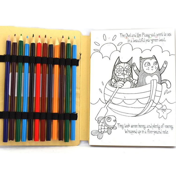 
Custom Wholesale promotional Kids Stationery Coloring Books and Crayon Set 
