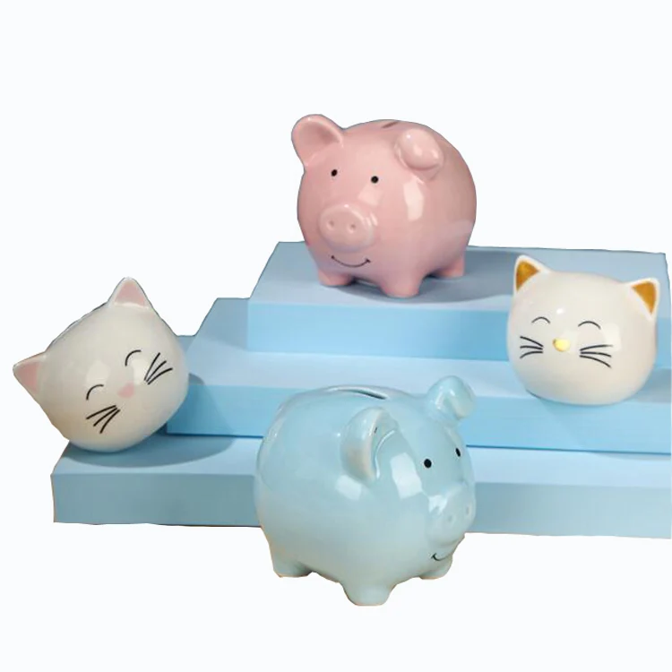 Cute Cartoon Ceramic Pig Cat Advertising Gifts Kids Toy Decoration Piggy Bank Coin Collecting Saving Money Box Cool Coin Bank