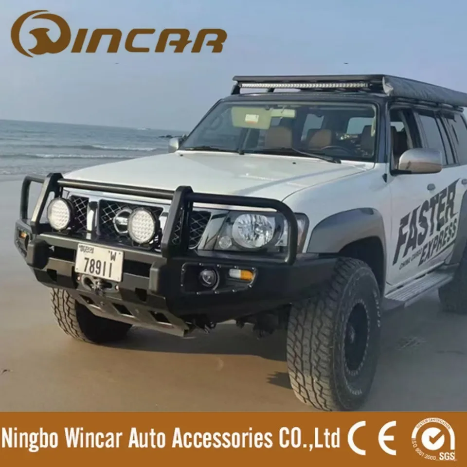 Auto Accessories Heavy Duty Powder Coated Black Steel Bullbar Front Bumper For Patrol Y61 Y62 Y63