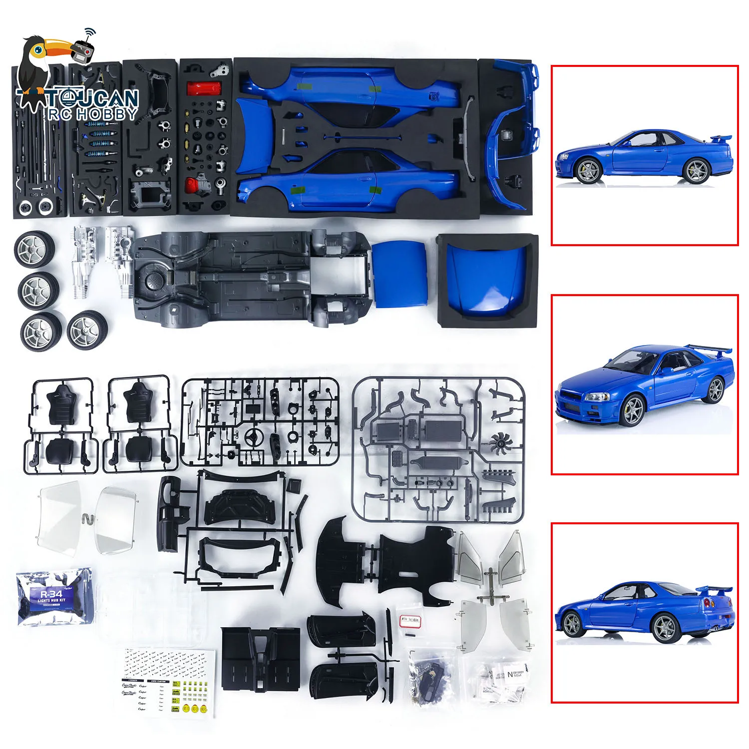 В наличии Капо синий R34 RC гоночный автомобиль GTR 1/8 окрашенные комплекты моделей металлических высокоскоростных дрейфующих транспортных средств игрушка подарок TH22605