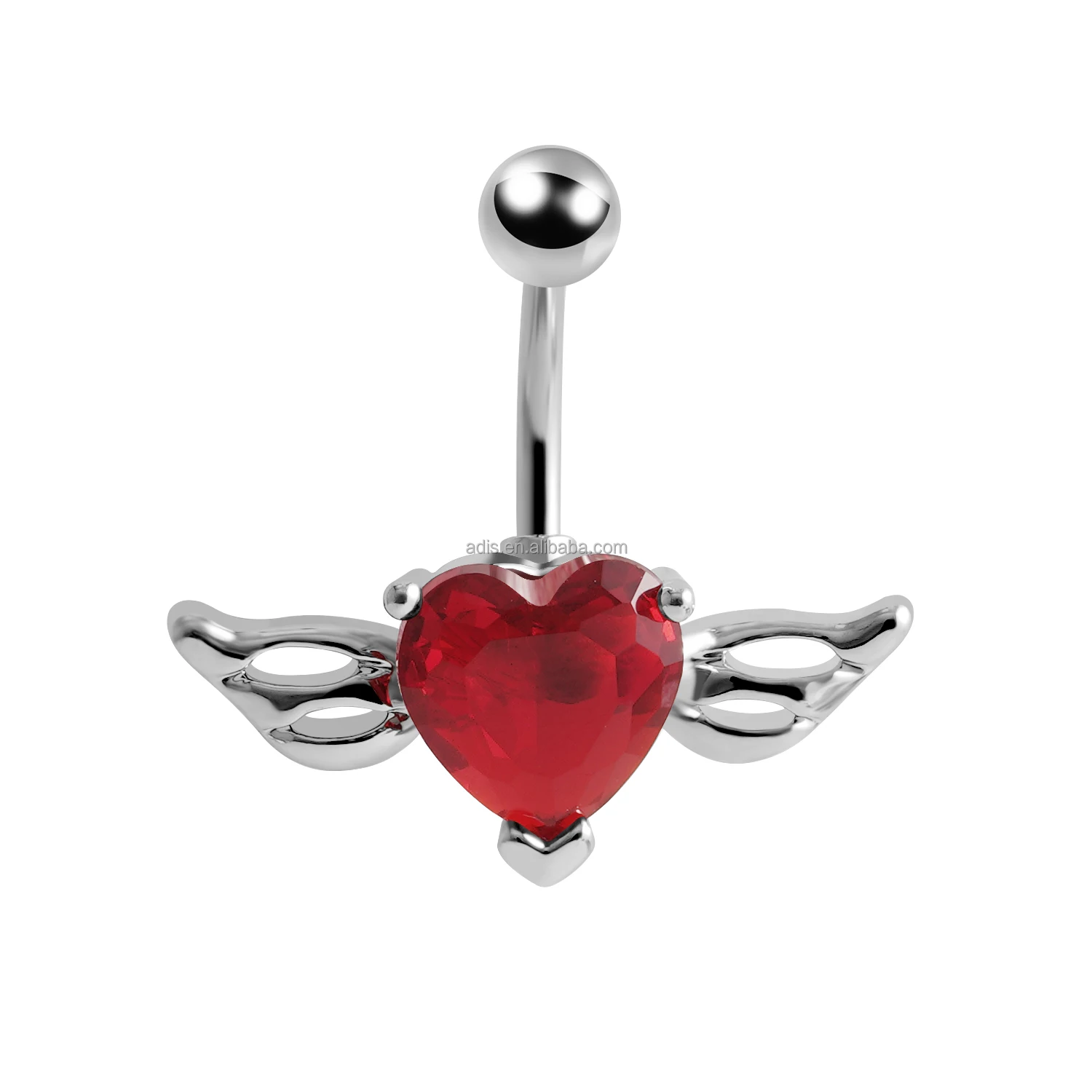 Sexy Body Piercings Jewelry Red Heart Zirconia Eyebrow Nail Wing Shaped Belly Button Ring