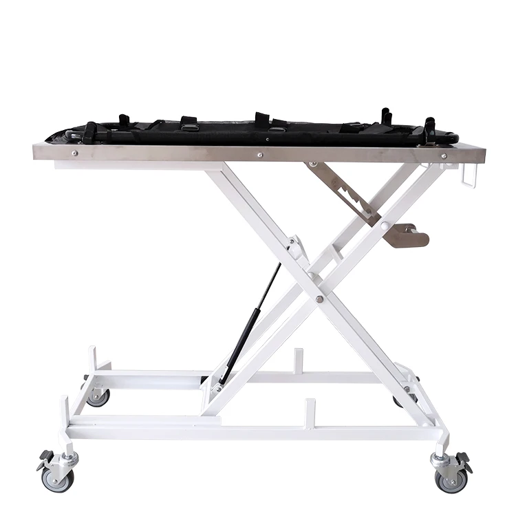 Pet first aid stainless steel manual lift ambulance stretcher trolley Veterinary rescue transport table