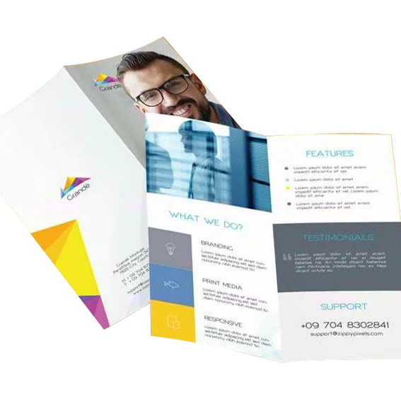 High Quality Glossy Art paper Leaflets Fold Flyers Fold Brochure Printing