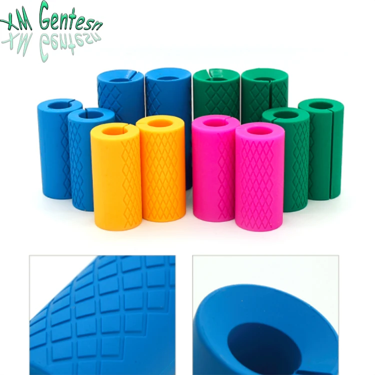 Custom logo  fitness silicone barbell grips weightlifting grips gym bar grips for training