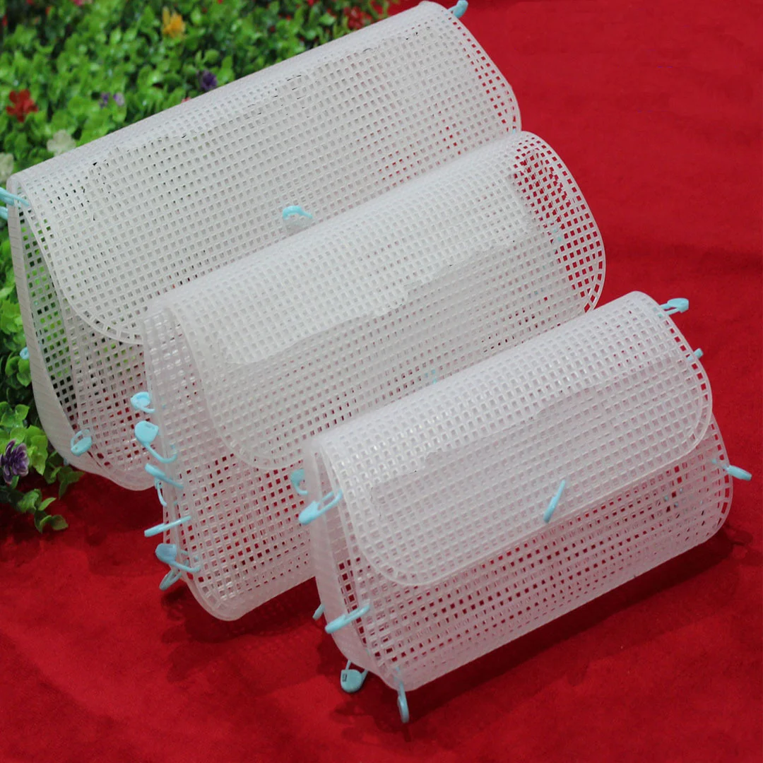 Wholesale DIY hand-woven plastic mesh crochet bag mesh coral velvet yarn bag