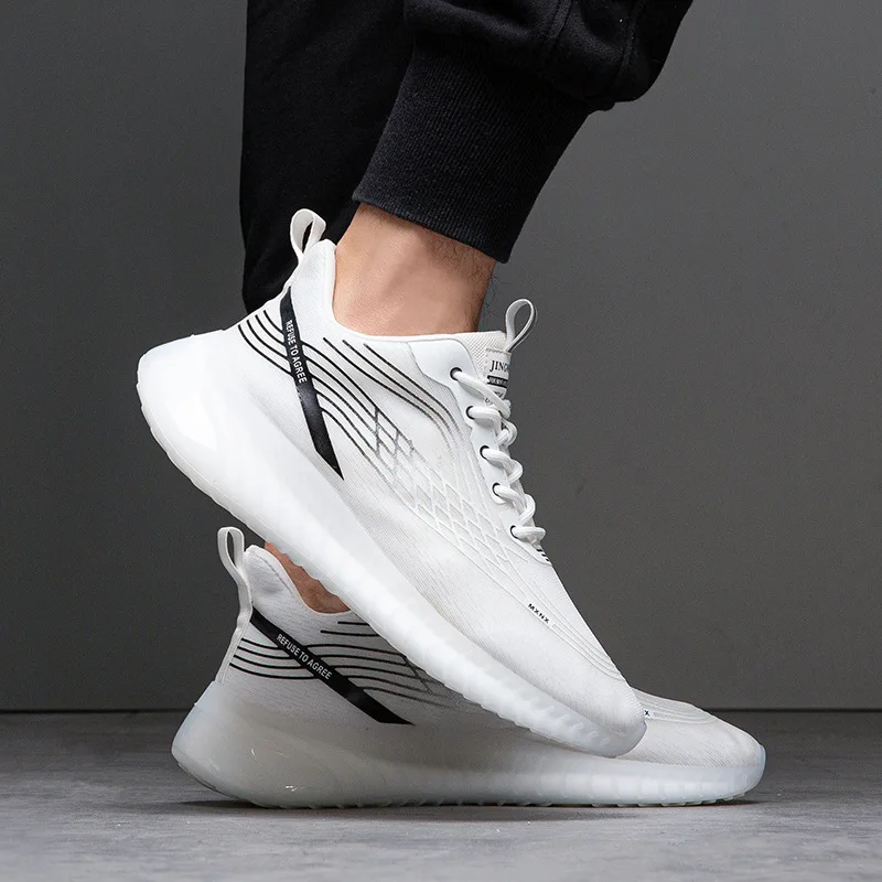 Ultralight Sport Shoes Mesh Fly knit Men Casual Running Sneakers Latex insole Wholesale Man sport trainers OEM factory