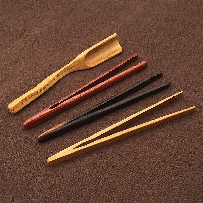 Kitchen cooking small mini 18 cm tea bread toast food grill bbq bamboo wooden tong with handle