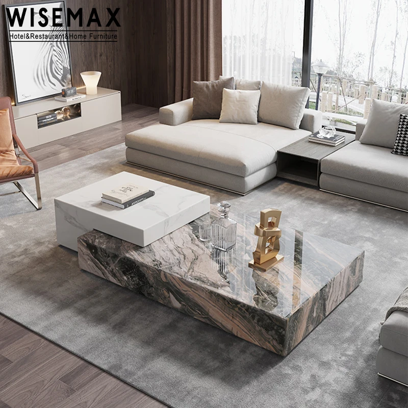 Мебель WISEMAX дизайнерская мебель для гостиной диваны центральный стол прямоугольный кофейный столик из натурального мрамора набор роскошный современный