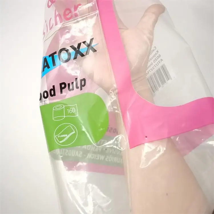 Low Price Custom Size Plastic Material Tissue Plastic Packaging Bag With Handle