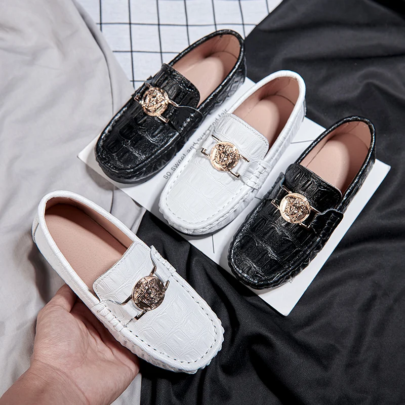 Girls Genuine Leather Shoes Buckle Party Footwear For Baby Princess Kids Children Flats Dress Shoe White Sandals