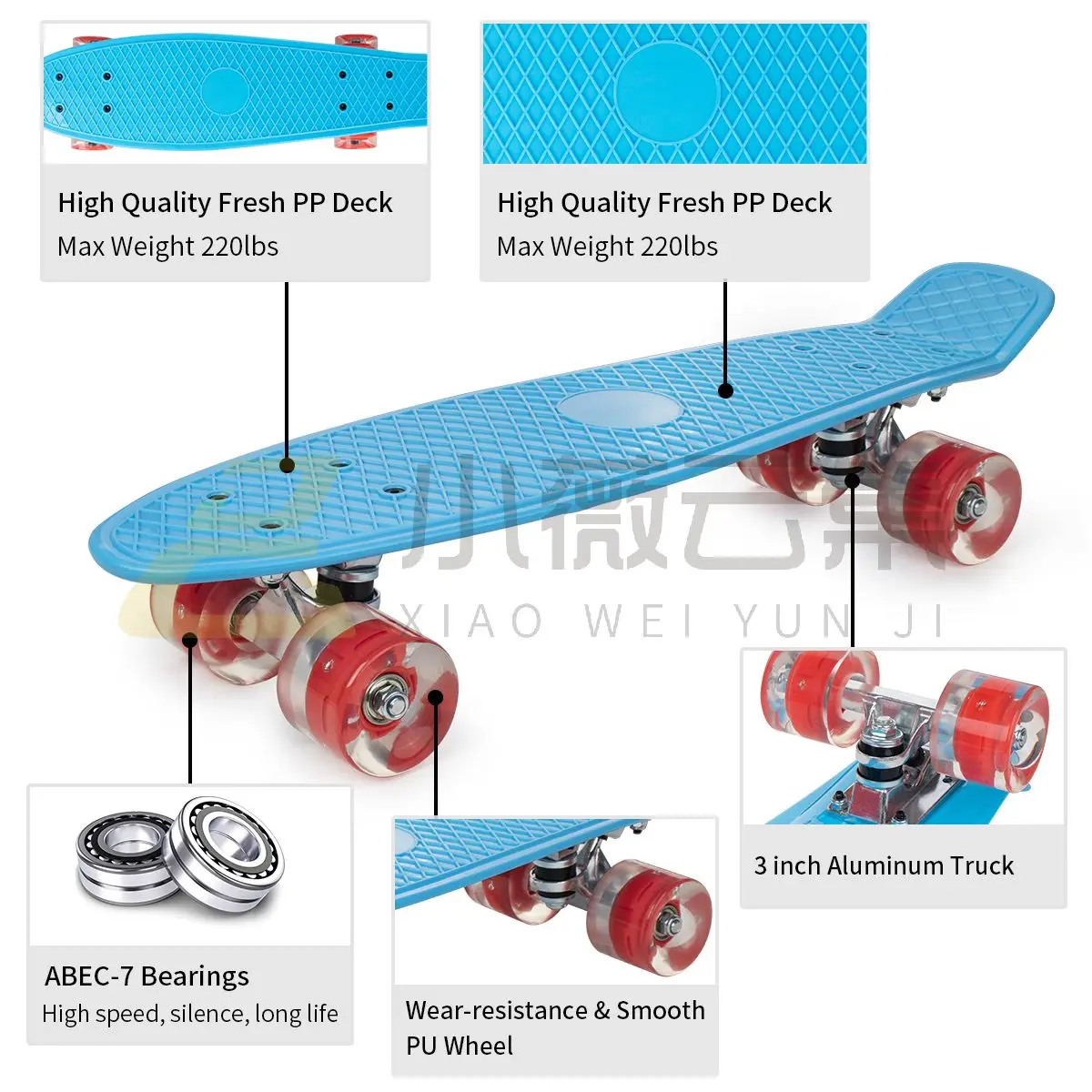 mini cruiser board blue ABEC-7  flashing wheel beginner skateboards for children and girls youngest