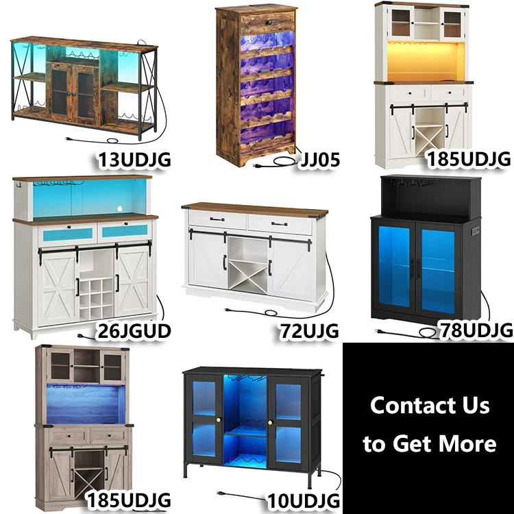 Wholesale Wine Cabinets, HOOBRO Brand Wine Bottle Stand with Wine Glass Holder, Wine Rack with Tall Cup for Home Bar