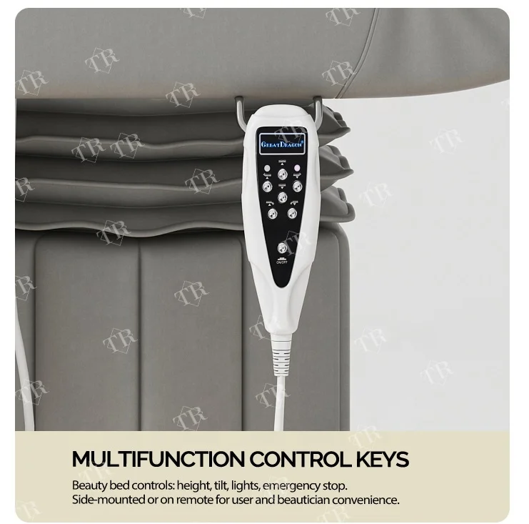 Turri Beauty Lash Bed Spa Salon Eyelash Chiropractic Massage Table Custom Adjustable Electric Brown LED Salon Furniture Modern